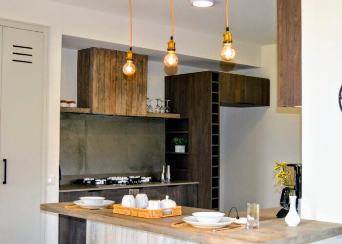 Kitchen view of breakfast counter
